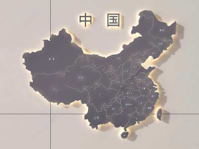 现代中国地图墙饰挂件3D模型下载